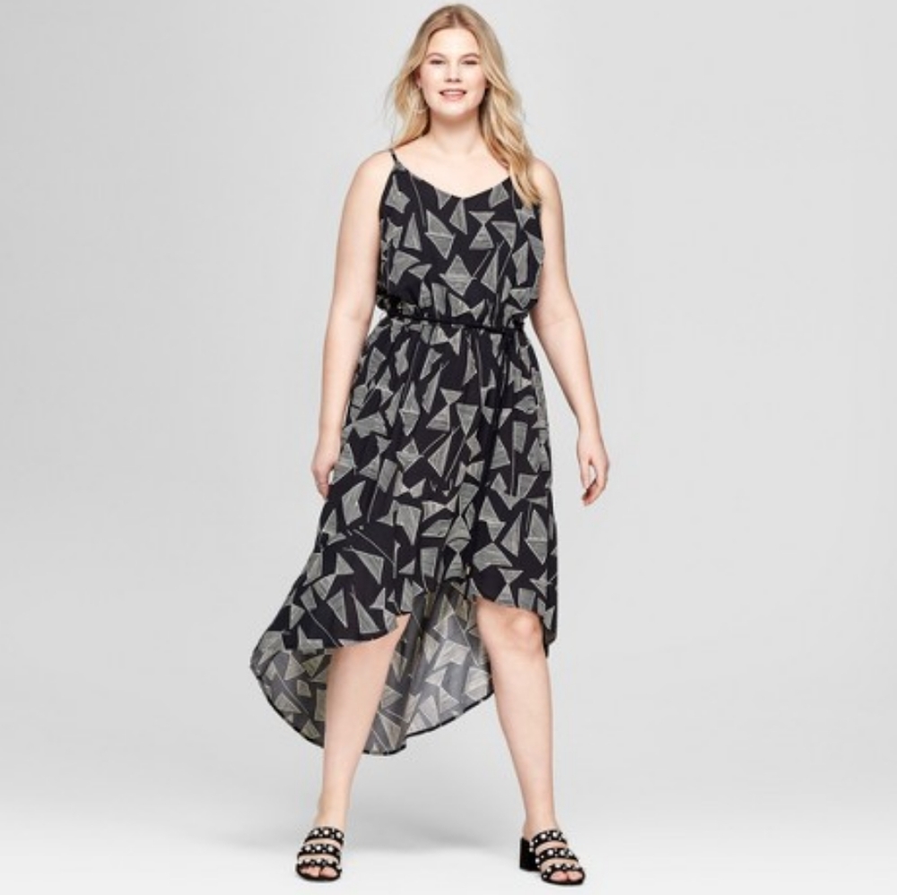 Geometric print high low maxi